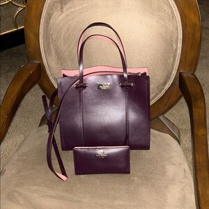 Kate Spade Purple and Pink Tote Bag Set